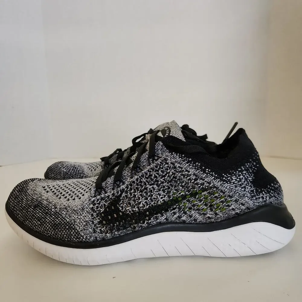 Nike Womens WMNS Free RN Flyknit 2018 942839 101 - Size 8 White/Black